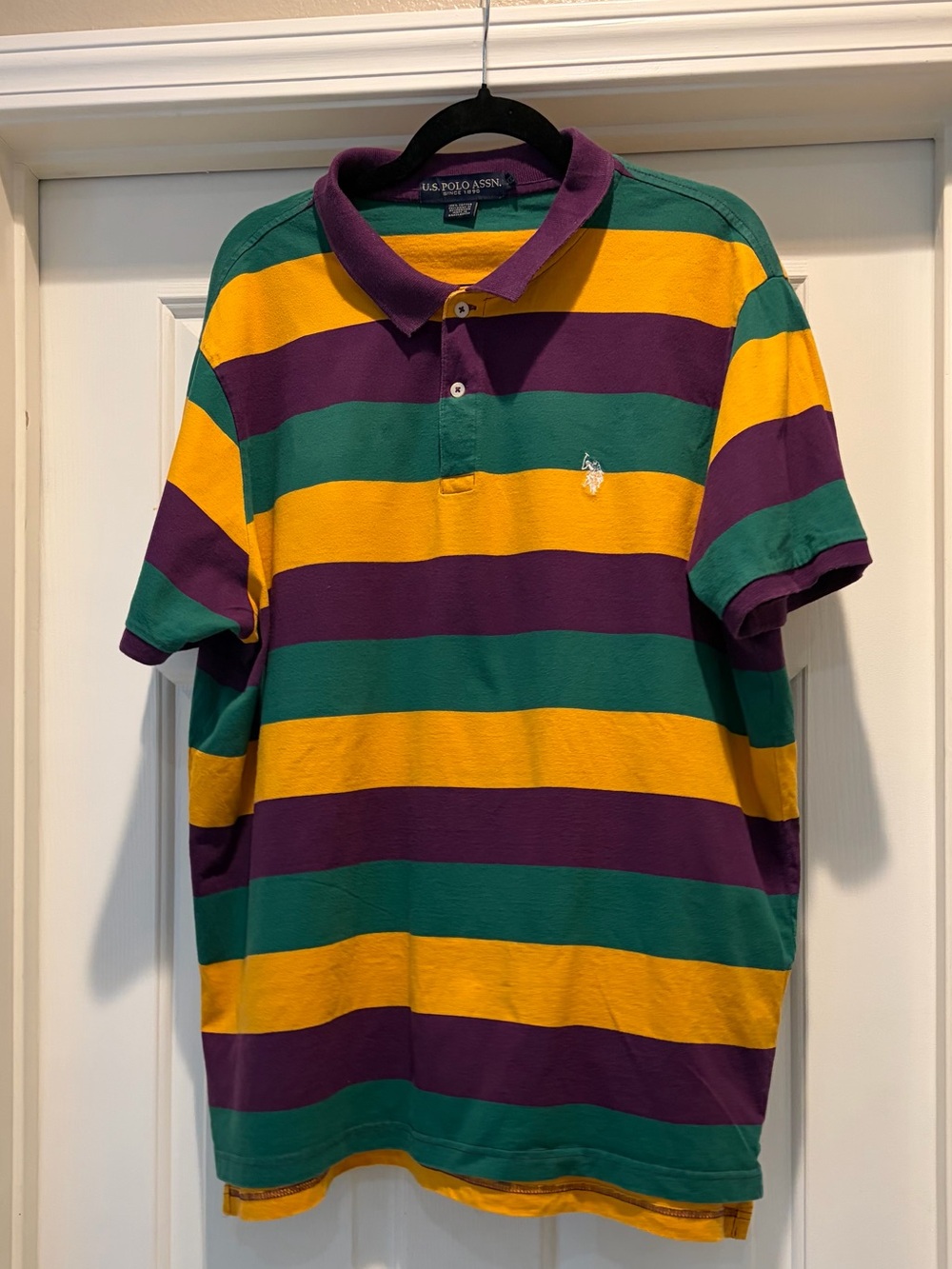 U.S. Polo Assn. Striped Polo Shirt - Purple, Green, Yellow